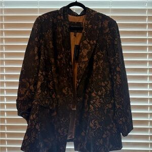 Eloquii Black and Tan Lace Jacket
